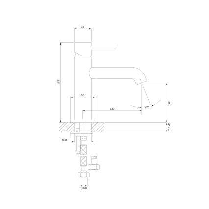OMNIRES Y1210NCR - Pipa za umivalnik Y 16,2 cm sijajni krom