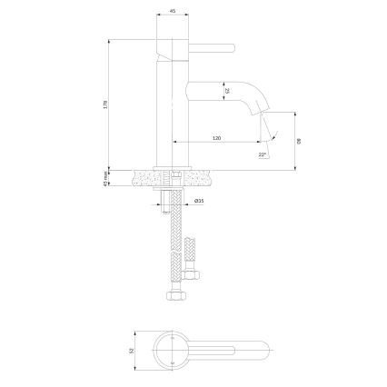 OMNIRES Y1210STCR - Pipa za umivalnik Y 17,8 cm sijajni krom
