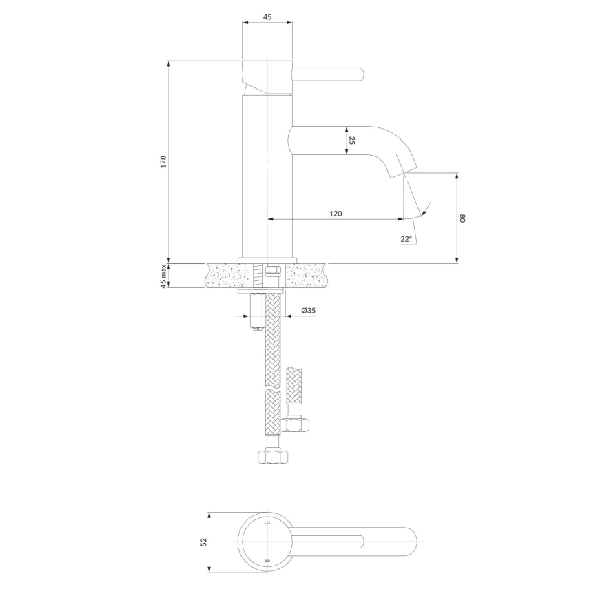 OMNIRES Y1210STCR - Pipa za umivalnik Y 17,8 cm sijajni krom