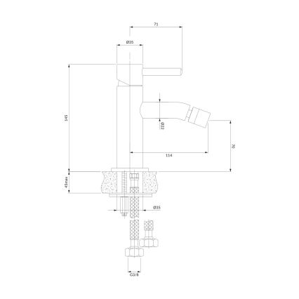 OMNIRES Y1220CR - Pipa za bide Y 14,5 cm sijajni krom