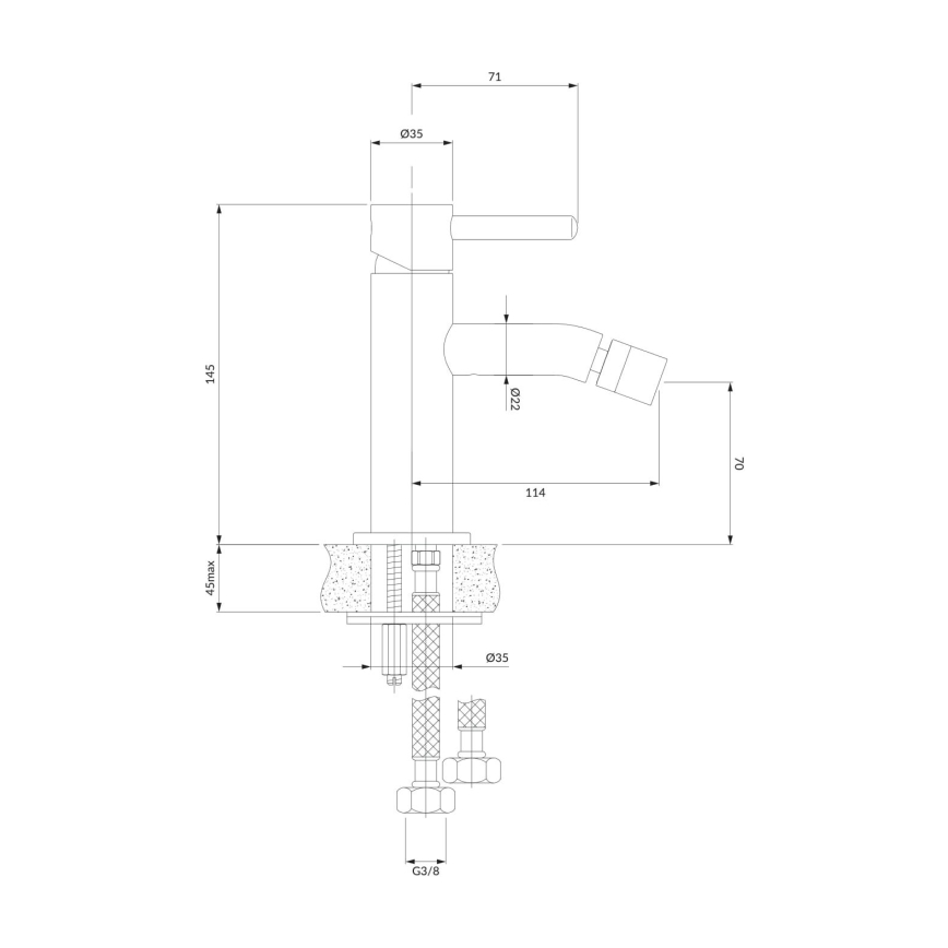 OMNIRES Y1220CR - Pipa za bide Y 14,5 cm sijajni krom