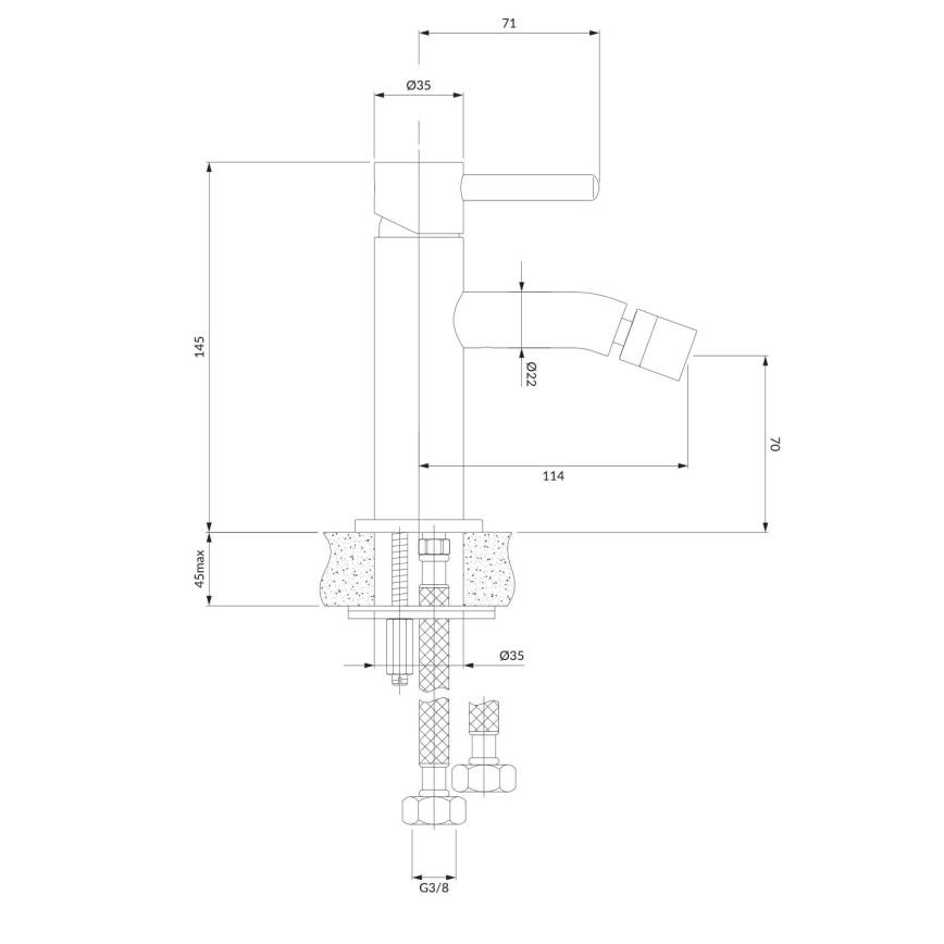 OMNIRES Y1220GLB - Pipa za bide Y 14,5 cm brušena zlata