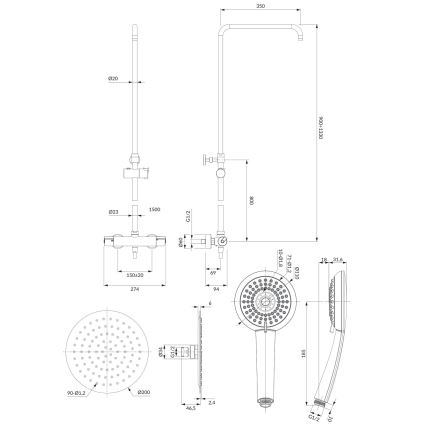 OMNIRES Y1244X/6CR - Tuš set s termostatsko pipo Y sijajni krom