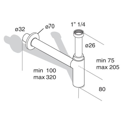 Omp tea - Umivalni sifon MINITOTI DN32 matna črna