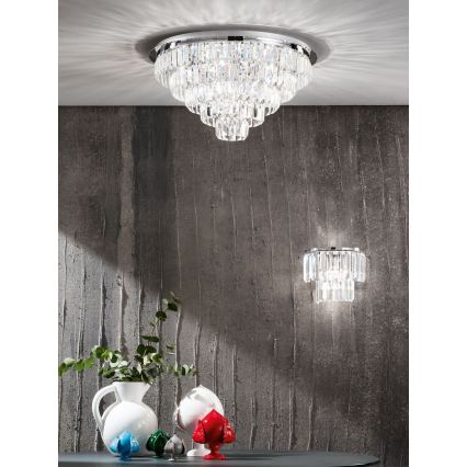 Ondaluce - Kristalno stropno svetilo CASTLE 12xG9/7W/230V, premer 60 cm, sijajni krom