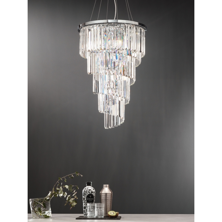 Ondaluce - Kristalni lestenec na kablu ALEXANDER 10xE14/10W/230V premer 50 cm sijajni krom