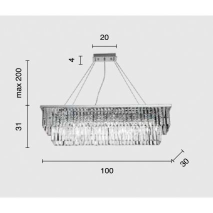 Ondaluce - Kristalni lestenec na kablu DAIQUIRI 8xE14/10W/230V sijajni krom