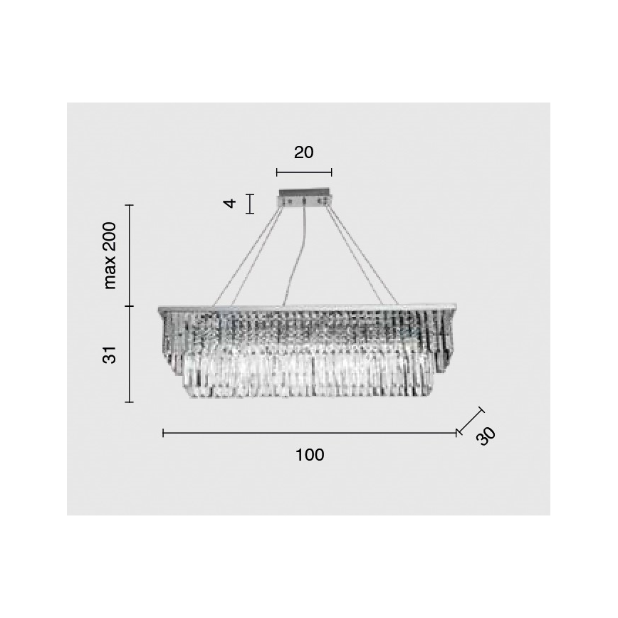 Ondaluce - Kristalni lestenec na kablu DAIQUIRI 8xE14/10W/230V sijajni krom