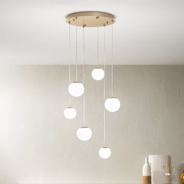Ondaluce - LED lestenec na jekleni vrvici SANTOS LED/48W/230V premer 45 cm zlata/bela