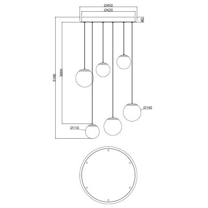 Ondaluce - LED lestenec na jekleni vrvici SANTOS LED/48W/230V premer 45 cm zlata/bela