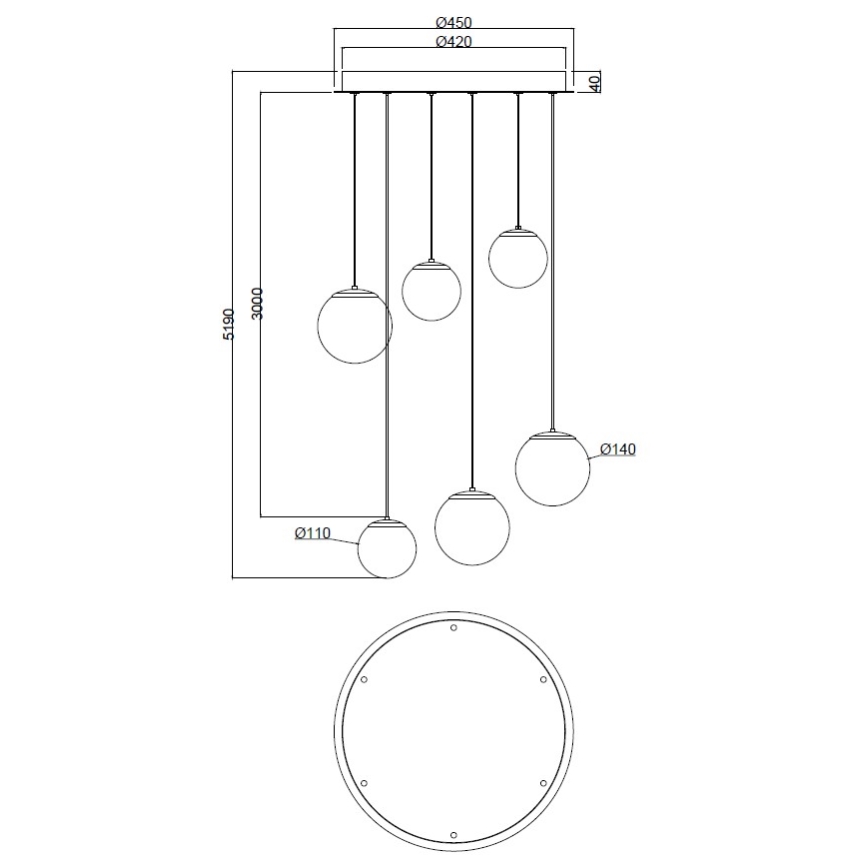 Ondaluce - LED lestenec na jekleni vrvici SANTOS LED/48W/230V premer 45 cm zlata/bela