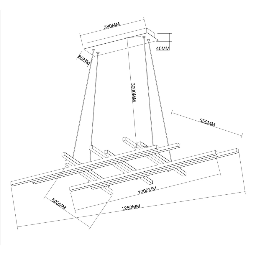 Ondaluce - LED lestenec z zatemnjevanjem na vrvici MOVIDA LED/114W/230V zlata