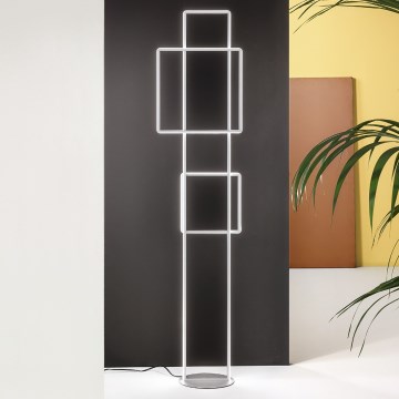 Ondaluce - LED stoječa svetilka z zatemnitveno funkcijo DOWEL LED/77W/230V 166 cm srebrna