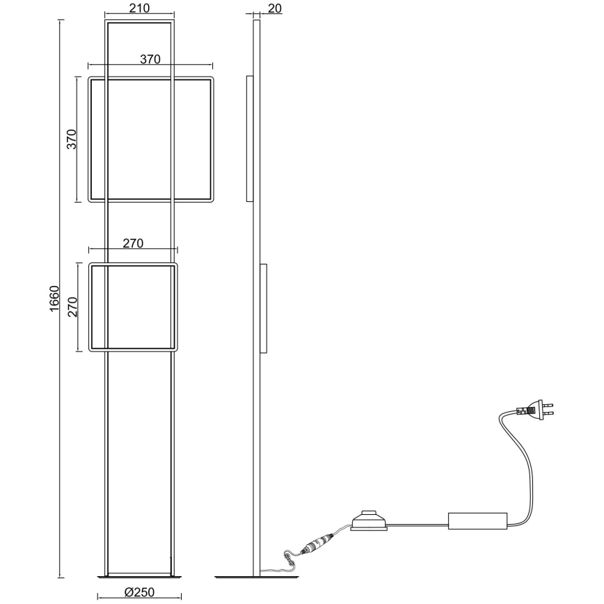 Ondaluce - LED stoječa svetilka z zatemnitveno funkcijo DOWEL LED/77W/230V 166 cm srebrna