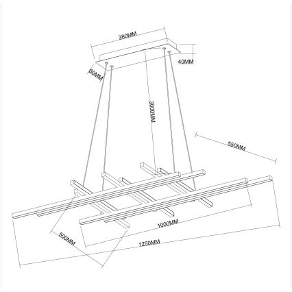 Ondaluce - LED zatemljiv lestenec na kablu MOVIDA LED/114W/230V črna