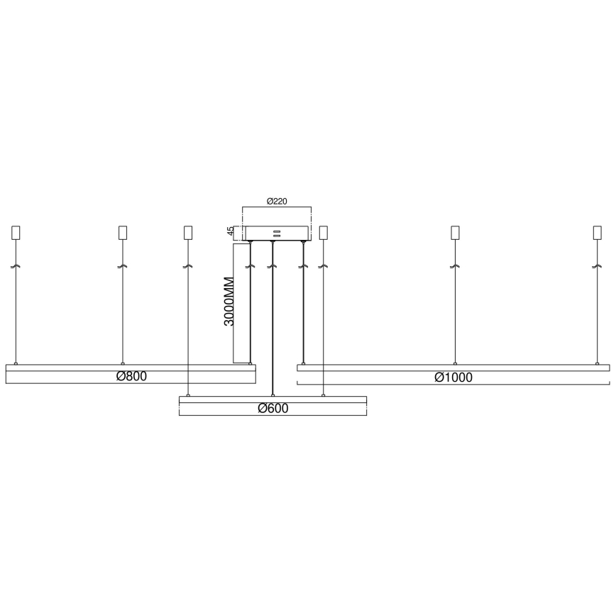 Ondaluce - zatemljiv LED lestenec na jekleni vrvici SOEL LED/28W/230V + LED/38W + LED/47W Ø 100/80/60 cm zlata