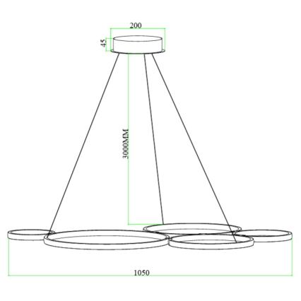 Ondaluce - LED zatemljiv lestenec na vrvici POIS LED/60W/230V zlati