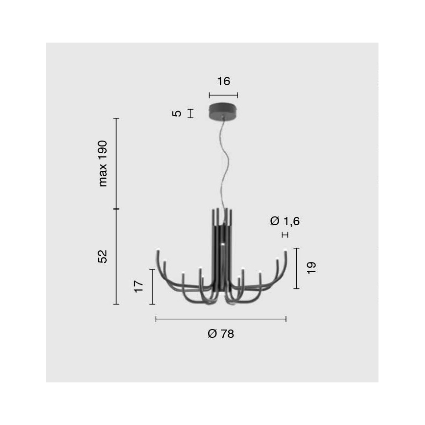 Ondaluce - LED zatemljiv viseči lestenec na kablu NOUVEAU LED/35W/230V črna