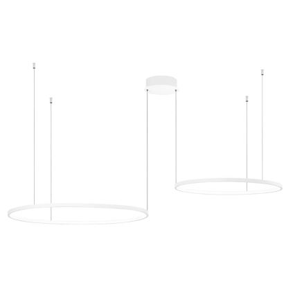Ondaluce - Zatemljiv LED lestenec na jekleni vrvici SOEL LED/28W/230V + LED/38W 3000/4000K premer 80/60 cm bela