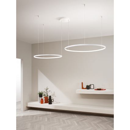 Ondaluce - Zatemljiv LED lestenec na jekleni vrvici SOEL LED/28W/230V + LED/38W 3000/4000K premer 80/60 cm bela