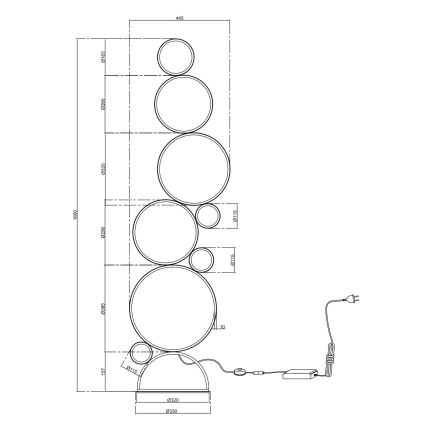 Ondaluce - LED zatemnjevalna talna svetilka POIS LED/52W/230V 160 cm srebrna