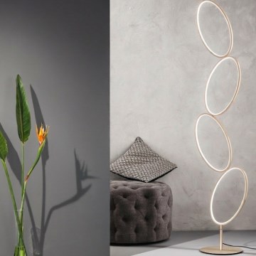 Ondaluce - LED zatemnjevalna talna svetilka RICE LED/38W/230V 166 cm zlata