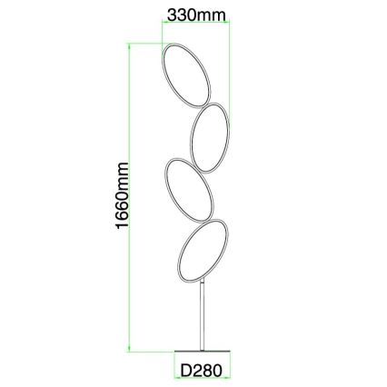 Ondaluce - LED zatemnjevalna talna svetilka RICE LED/38W/230V 166 cm zlata