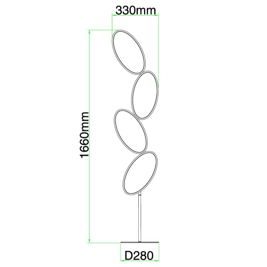 Ondaluce - LED zatemnjevalna talna svetilka RICE LED/38W/230V 166 cm zlata