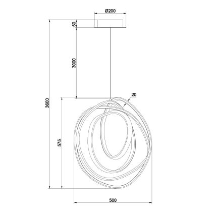 Ondaluce - LED zatemnljiv lestenec na kablu GOLDEN LED/50W/230V premer 50 cm zlat