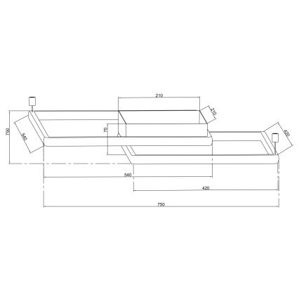 Ondaluce - LED zatemnljivo stropno svetilo DOWEL LED/60W/230V 75x75 cm srebrno