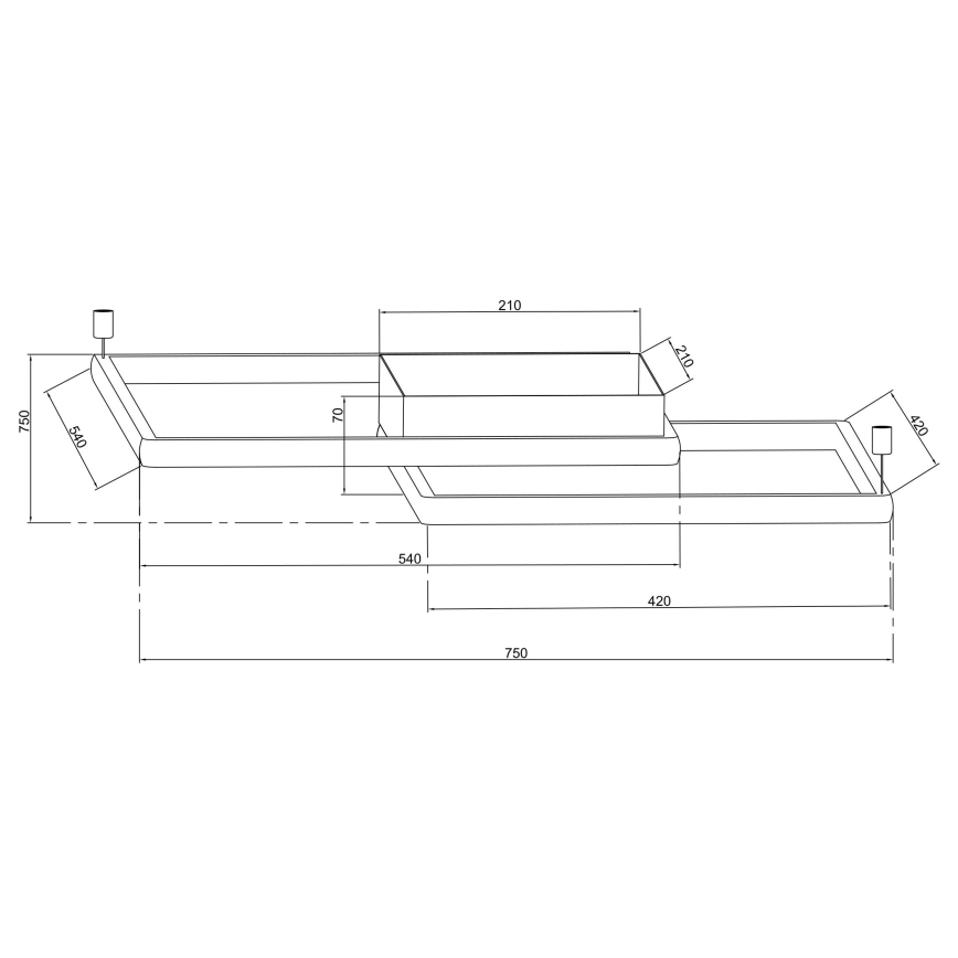 Ondaluce - LED zatemnljivo stropno svetilo DOWEL LED/60W/230V 75x75 cm srebrno