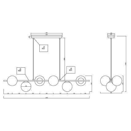 Ondaluce - Lestenec na jeklenem lanku MONILE 6xE14/10W/230V zlata/bela