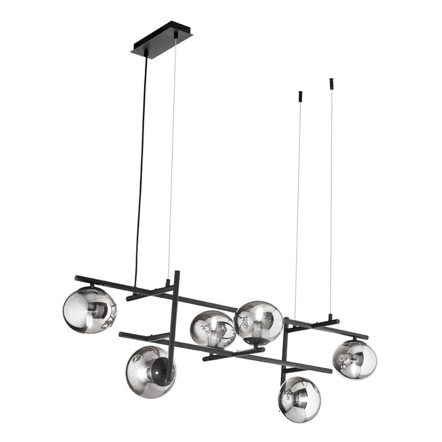 Ondaluce - Lestenec na kablu JEWEL 6xE14/10W/230V črna/zadimljena črna