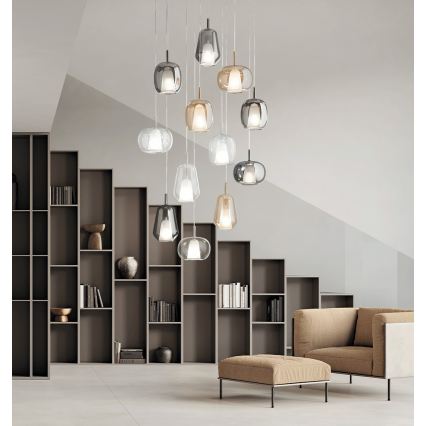 Ondaluce - Lestenec na vrvici THELMA 2xE27/15W/230V dimno bež