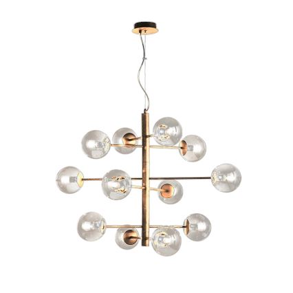 Ondaluce - Lestenec na žici ELISEO 12xE14/10W/230V premer 97 cm zlata/dimna bež