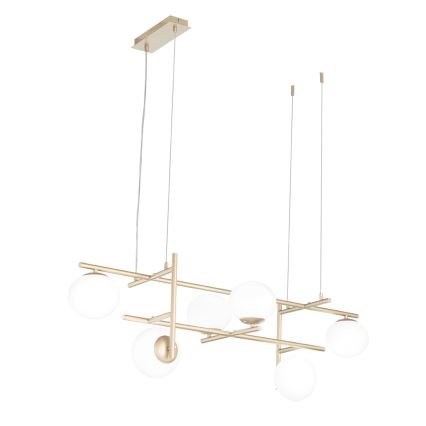 Ondaluce - Lestenec na žici JEWEL 6xE14/10W/230V zlata/bela
