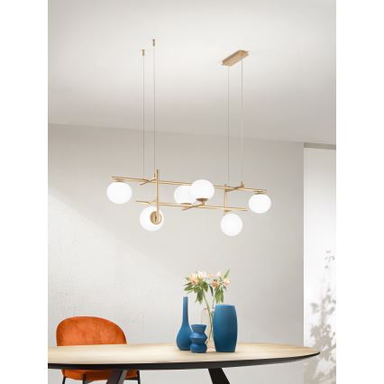 Ondaluce - Lestenec na žici JEWEL 6xE14/10W/230V zlata/bela