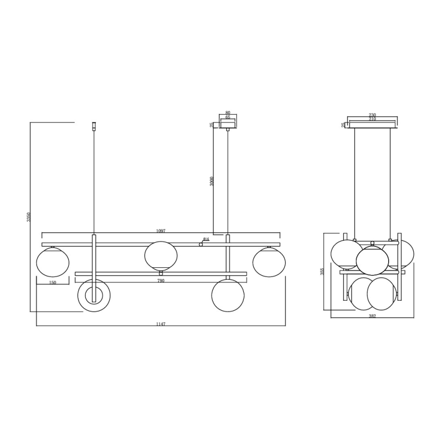Ondaluce - Lestenec na žici JEWEL 6xE14/10W/230V zlata/bela