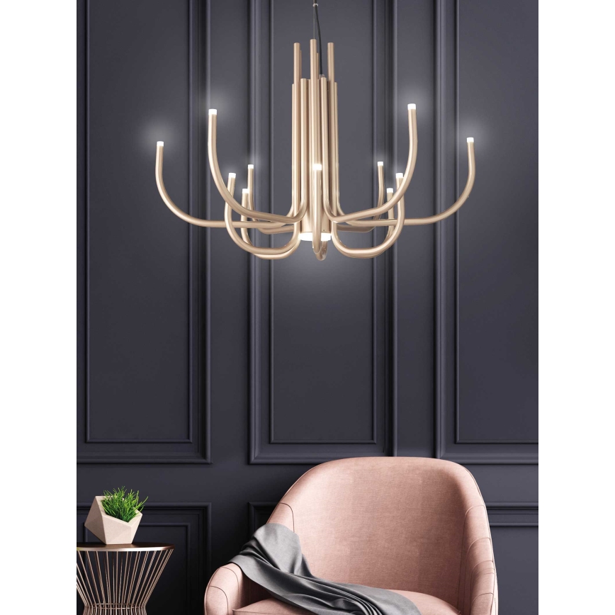 Ondaluce - NOUVEAU LED zatemljiv viseči lestenec na vrvici, 35W/230V, premer 78 cm v zlati barvi