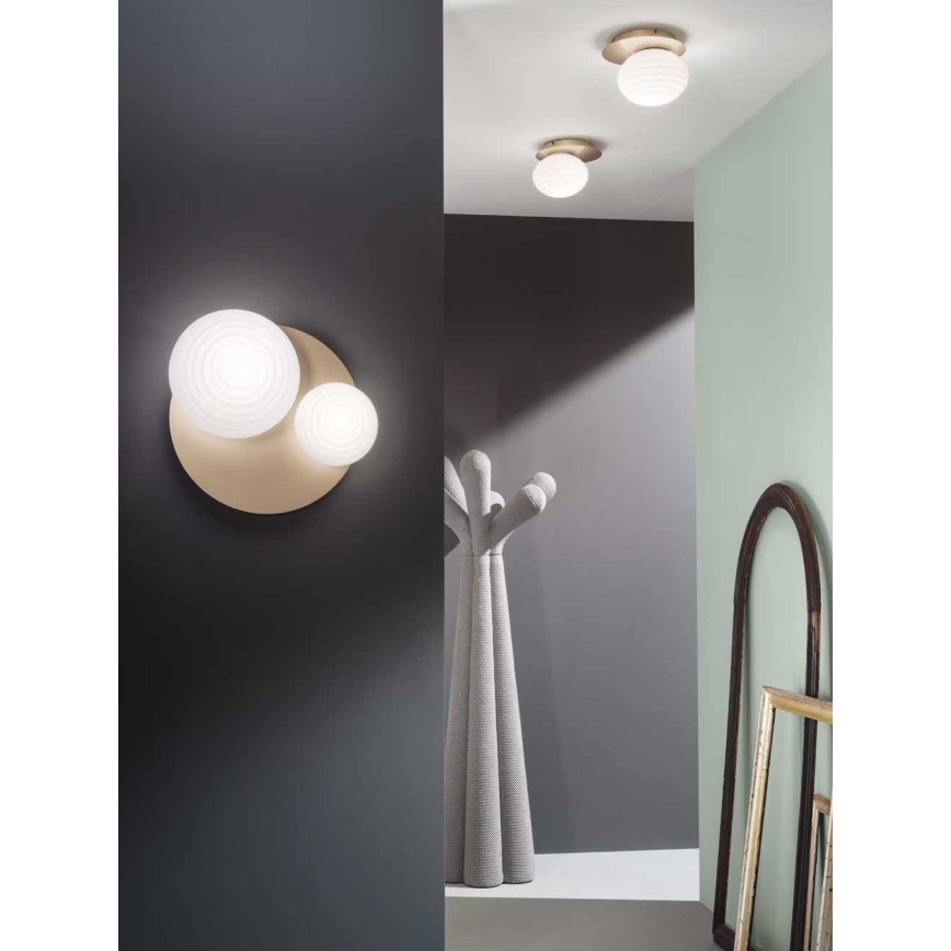 Ondaluce - Stensko svetilo TONDO 1xE14/10W/230V + 1xE27/15W zlato/belo