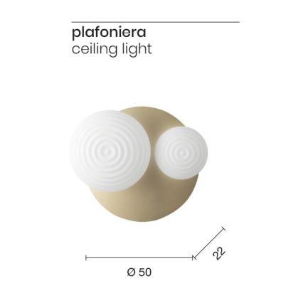 Ondaluce - Stensko svetilo TONDO 1xE14/10W/230V + 1xE27/15W zlato/belo