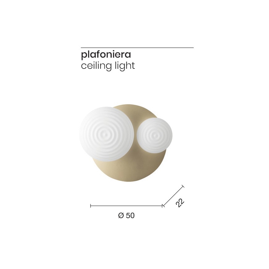 Ondaluce - Stensko svetilo TONDO 1xE14/10W/230V + 1xE27/15W zlato/belo