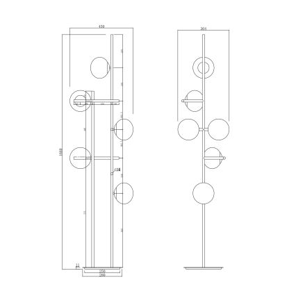 Ondaluce - Stoječa svetilka JEWEL 6xE14/10W/230V dimno črna