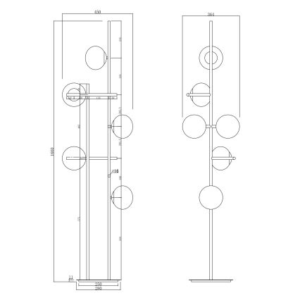 Ondaluce - Stoječa svetilka JEWEL 6xE14/10W/230V zlata/bela