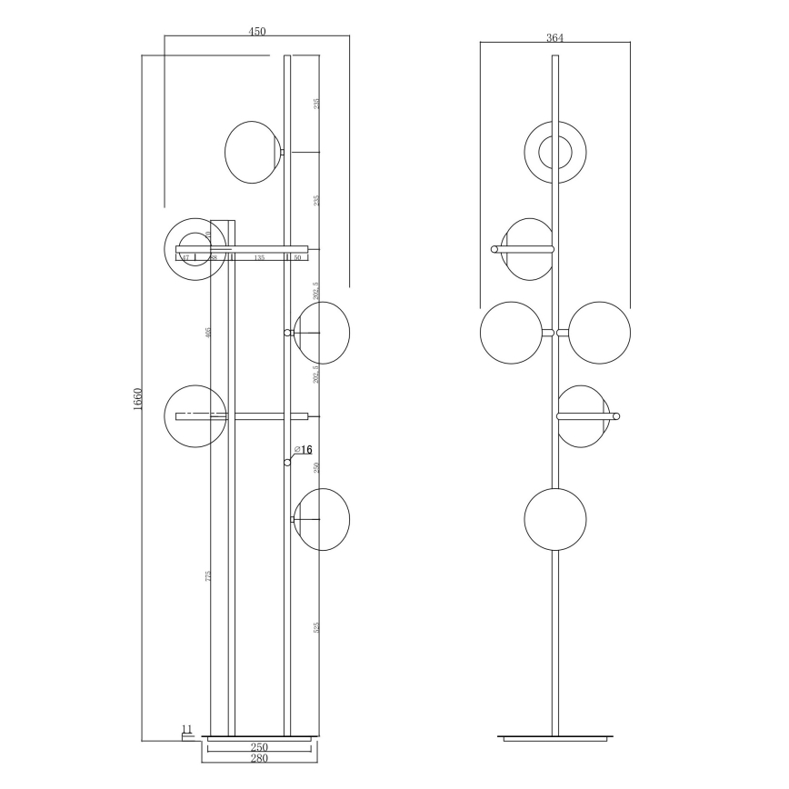 Ondaluce - Stoječa svetilka JEWEL 6xE14/10W/230V zlata/bela