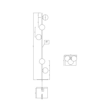 Ondaluce - Stoječa svetilka MONILE 5xE14/10W/230V 170 cm zlata/bela