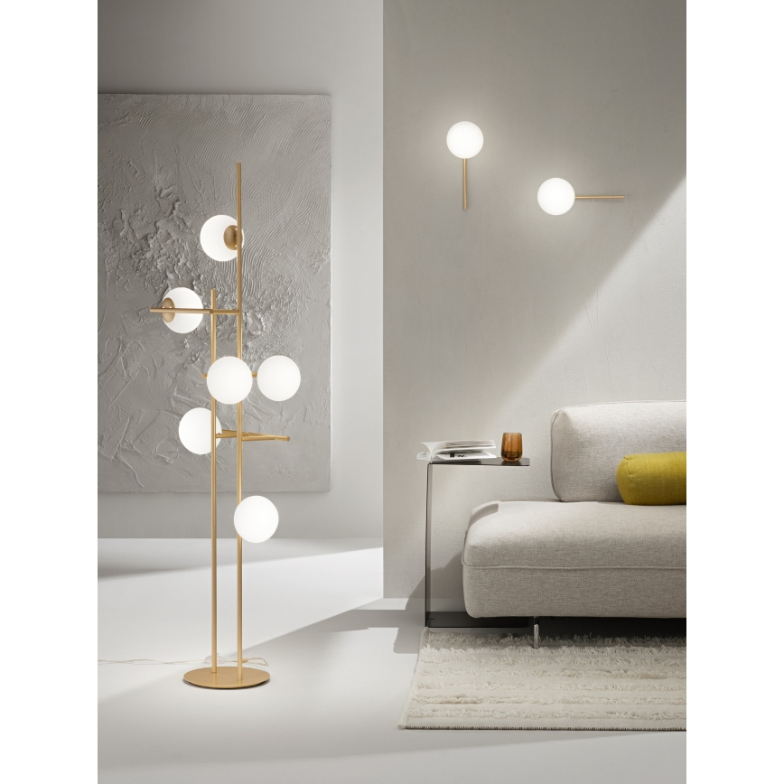 Ondaluce - Talna svetilka JEWEL 6xE14/10W/230V 166 cm zlata/bela