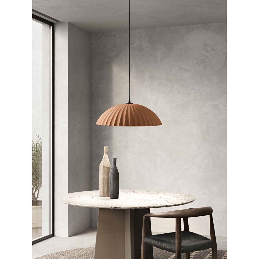 Ondaluce - Viseča svetilka na kabelu RUSTIC 1xE27/15W/230V, premer 50 cm, beton/rjava