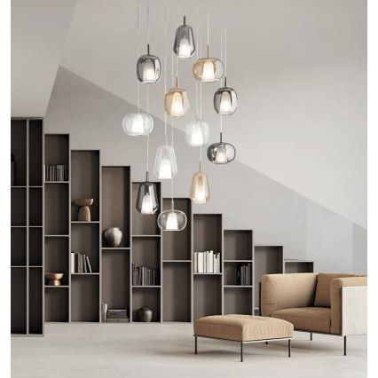 Ondaluce - Viseča svetilka na kablu THELMA 1xE27/15W/230V dimno siva