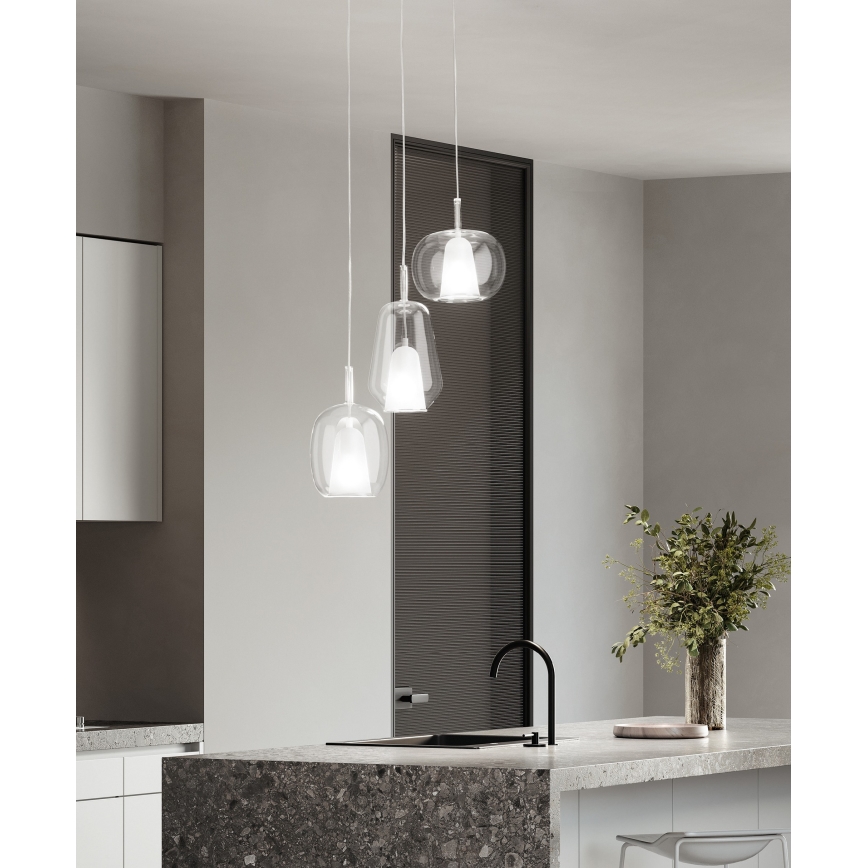 Ondaluce - Viseča svetilka na kablu THELMA 1xE27/15W/230V Ø 25 cm zlata/prozorna